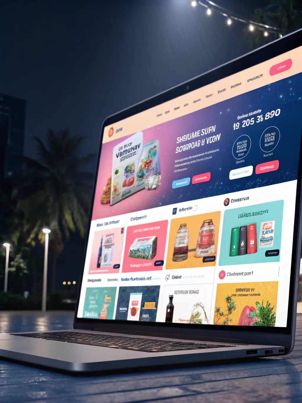 A diverse portfolio of products and services displayed on a digital interface, showcasing diversification. The interface is clean and modern.
