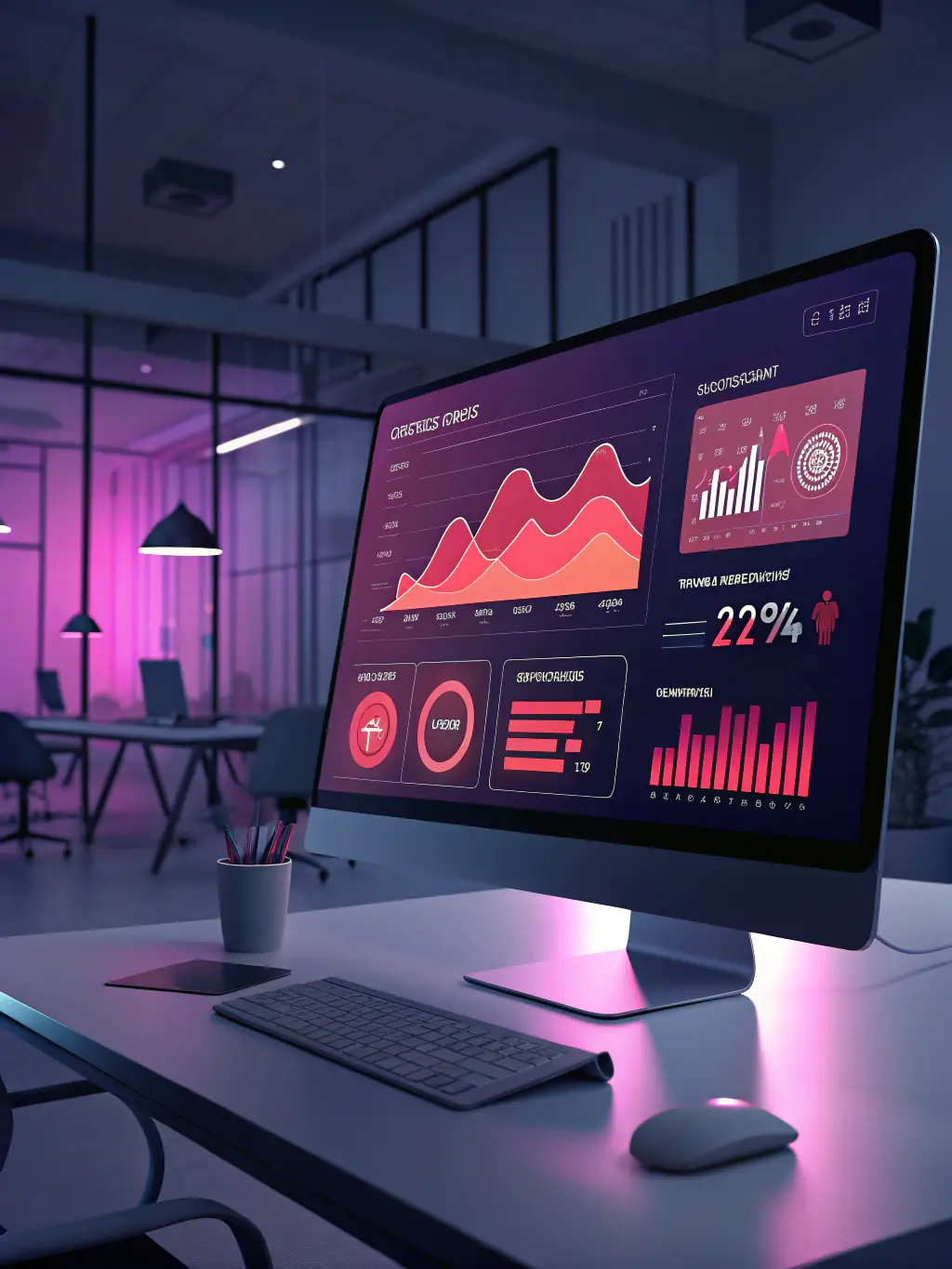 A dynamic graph illustrating the performance of a Google Ads campaign, highlighting metrics such as click-through rate, conversion rate, and return on ad spend (ROAS).
