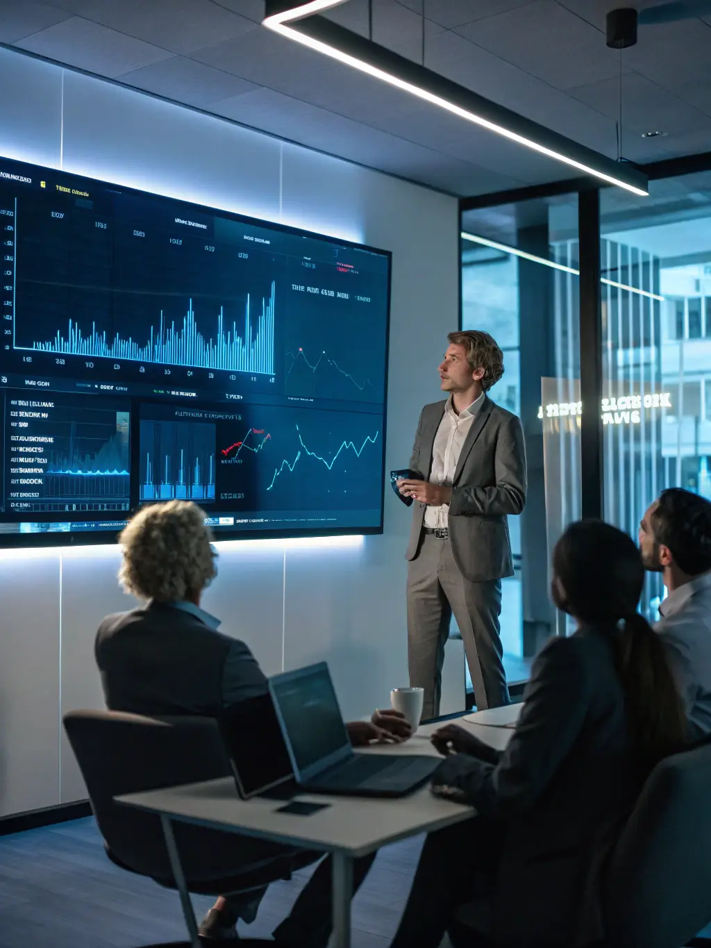 A GrowthSmith team member is presenting a performance report to a client, showcasing the positive impact of their digital marketing efforts on revenue growth.