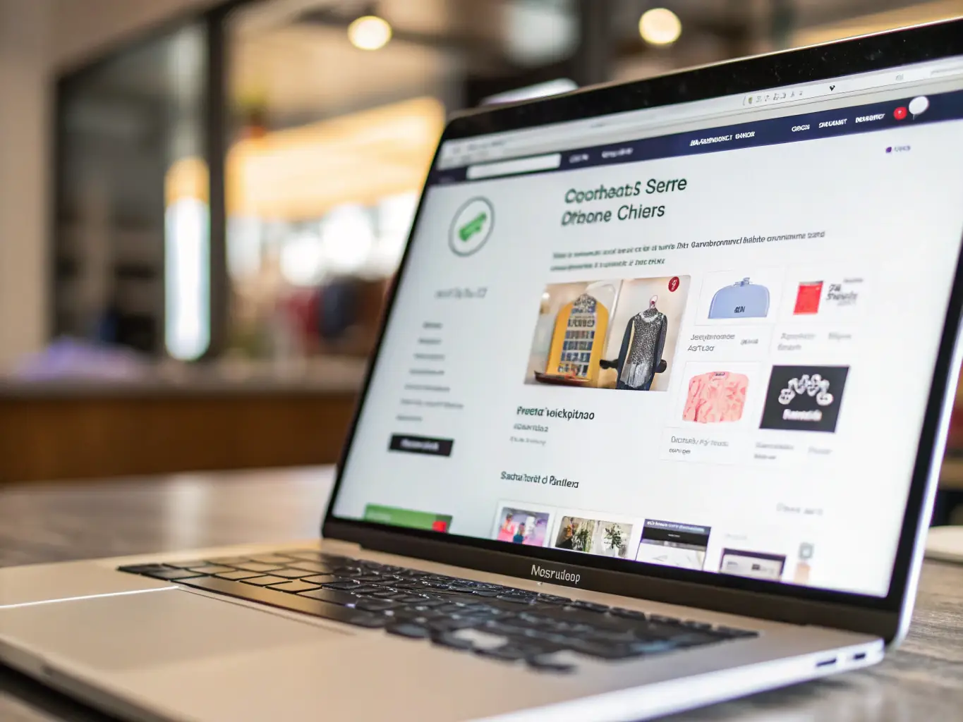 A sleek Shopify store dashboard on a computer screen, showcasing product listings and analytics, representing GrowthSmith's Shopify store optimization services.